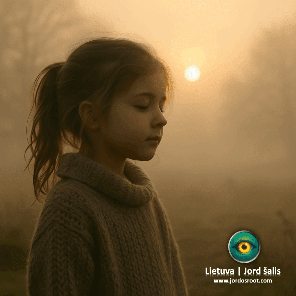 Ramybė rūke su ryto saule